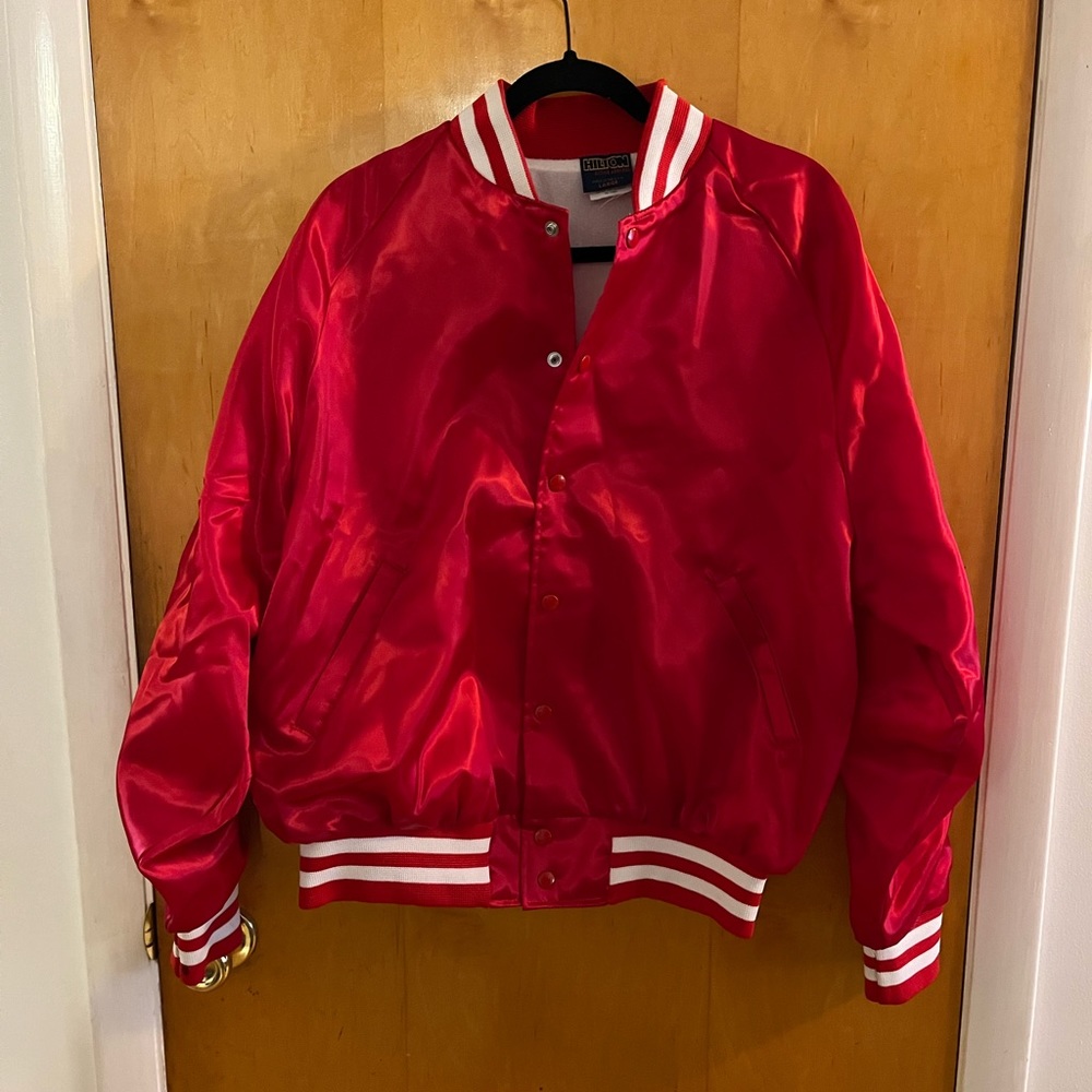 Hilton Apparel red windbreaker/bomber size L